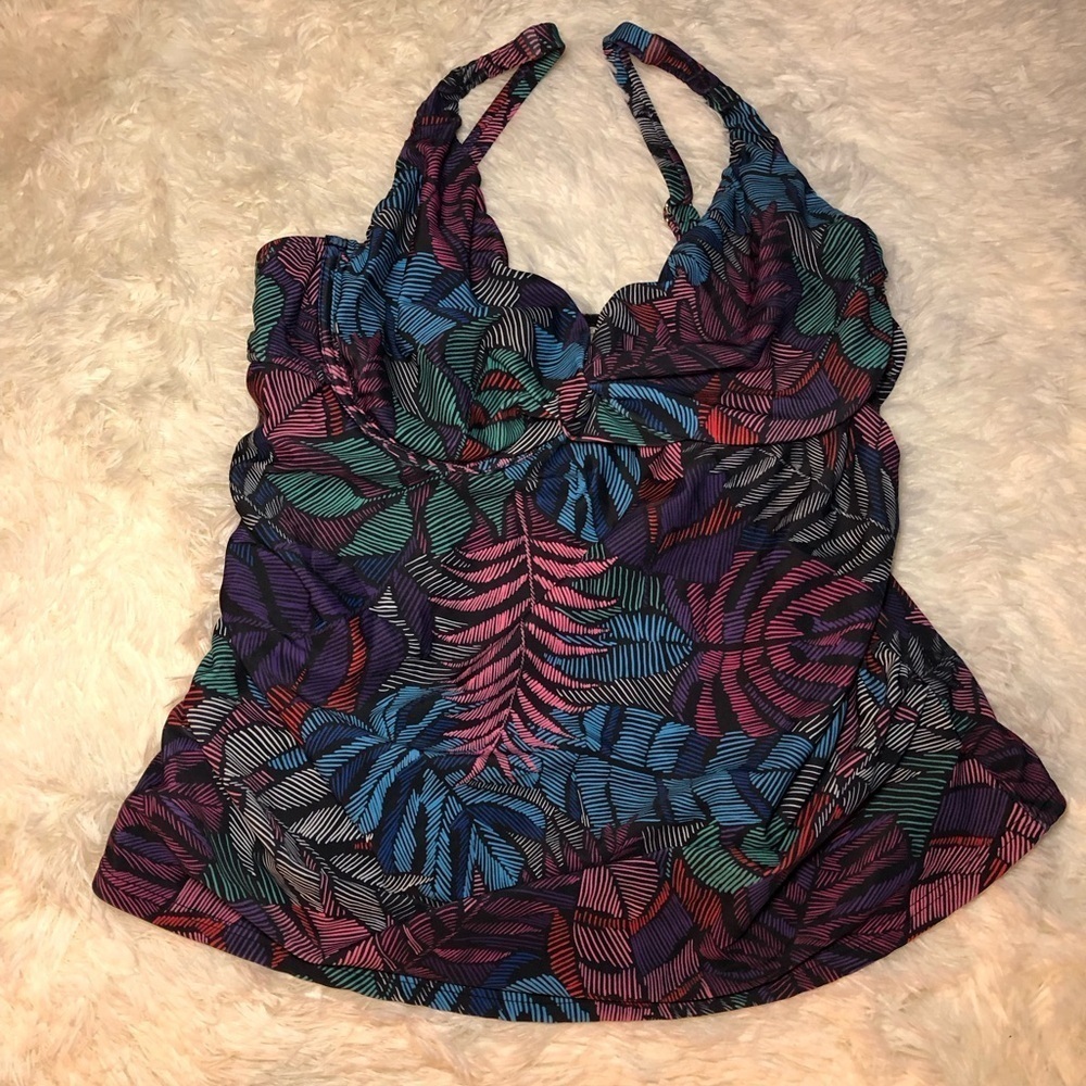 VENUS Pink Purple and Blue Tropical Tankini size 12 NWOT